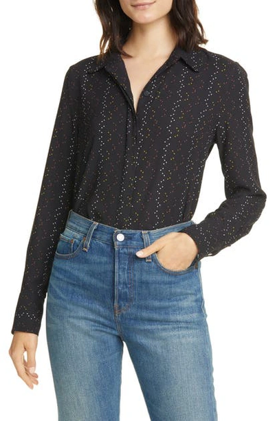 Equipment Inisse Printed Button-front Shirt In True Black Multi