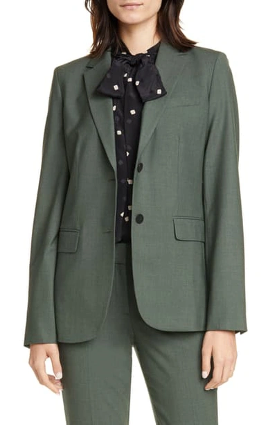 Theory Traceable Wool Classic Blazer In Hunter Green Melange