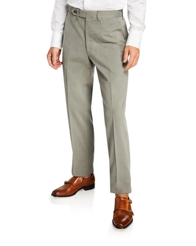 Ambrosi Napoli Men's Flat-front Straight-leg Cotton Pants In Gray