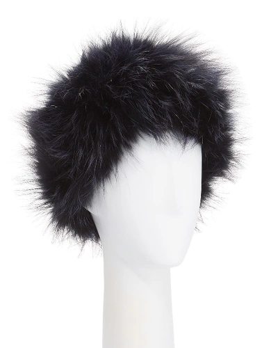 Gorski Fox Fur Knit Headband In Black/navy