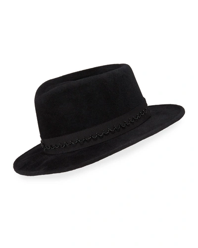 Gigi Burris Georgia Rabbit Felt Fedora Hat In Black
