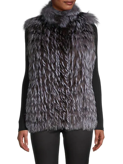 Gorski Fox Fur Wool Back Vest In Silver