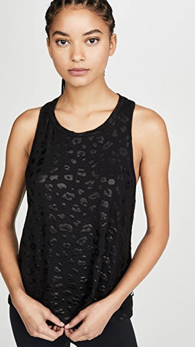 Terez Cheetah Foil Printed Racerback Tank In Black Foil Cheetah