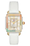 Michele Deco Madison Mid Carousel 2-tone Diamond Silicone Watch In Multi/white