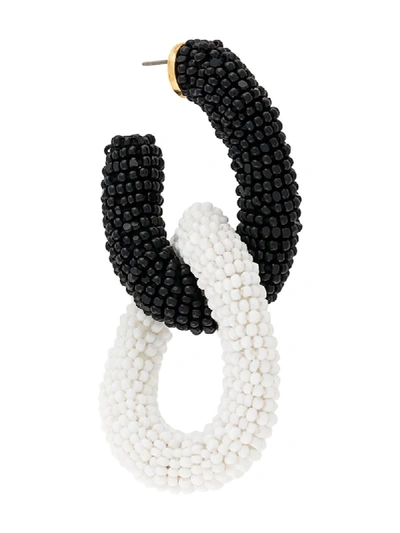 Oscar De La Renta Link Beaded Earrings In Black