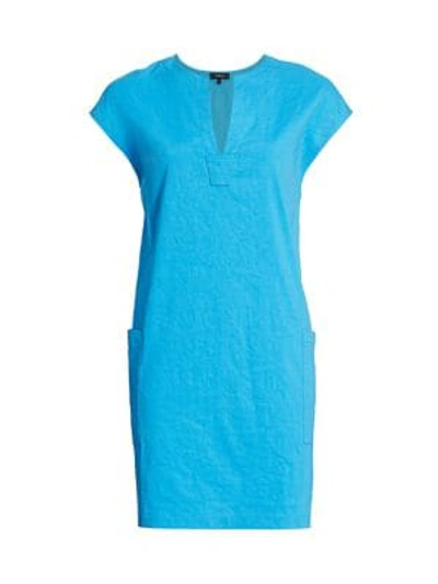 Theory Saturnina Eco Crunch Wash Linen-blend Shift Dress In Capri
