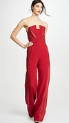 Black Halo Lena Tuxedo Strapless Jumpsuit In Red-bonfire