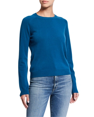 Majestic Cashmere Crewneck Long-sleeve Sweater In Abyss