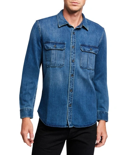 7 For All Mankind Men's Patch Pocket Sport Shirt In Blue
