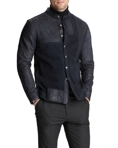 John Varvatos Men's Over-dyed Multi-skins Shirt Jacket In Dark Navy