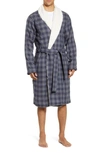 Ugg Men's Kalib Fleece-lined Plaid Robe In Navy Plaid