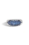 John Hardy Asli Classic Chain Blue Sapphire Pave Ring In Silver/ Blue Sapphire