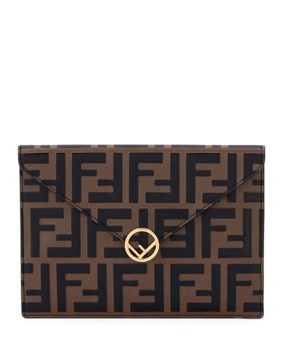 Fendi F Is  Medium Busta Calf Envelope Clutch Bag In Brown Pattern