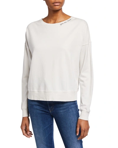 Amo Denim You Are Loved Classic Pullover Sweatshirt In White