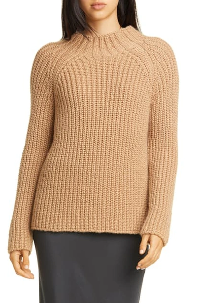 Eileen Fisher Funnel-neck Wool/cashmere Sweater In Honey