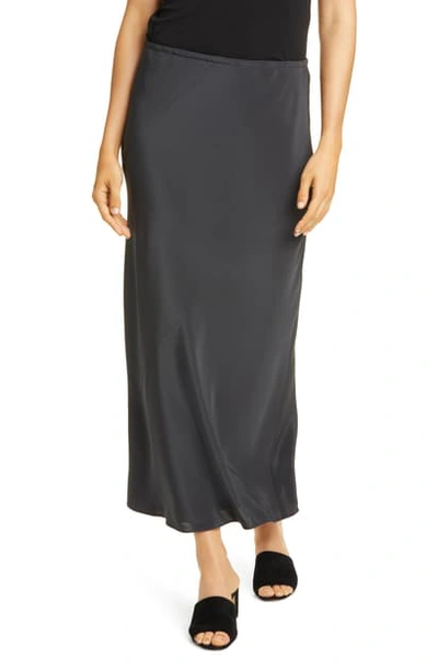 Eileen Fisher Silk Double Crepe Bias Skirt In Charcoal