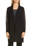 Lafayette 148 Finespun Voile Sheer Open-front Cardigan In Black