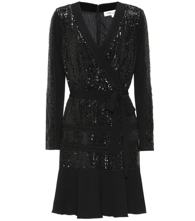 Diane Von Furstenberg Mara Tiered Sequined Long-sleeve Ruffle Dress In Black
