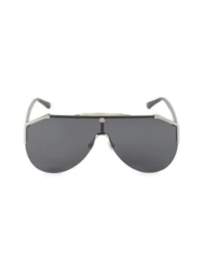 Gucci Men's Half-rim Slim Shield Sunglasses In Rutenium