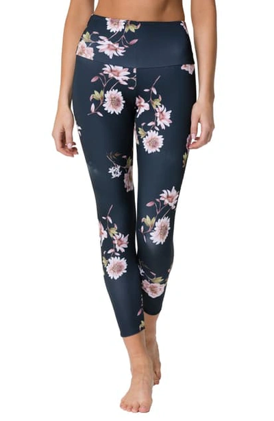 Onzie High Basic Midi Floral-print Leggings In Jasmine