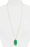 Kendra Scott Reid Long Faceted Pendant Necklace In Gold/ Jade Green Illusion