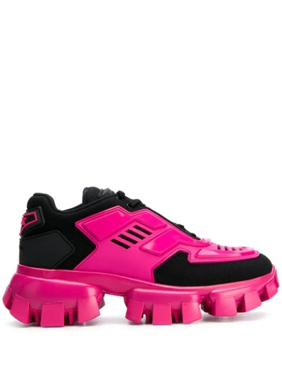 Prada Trainers Cloudbust Thunder In Maglia E Gomma In Black,fuchsia,pink