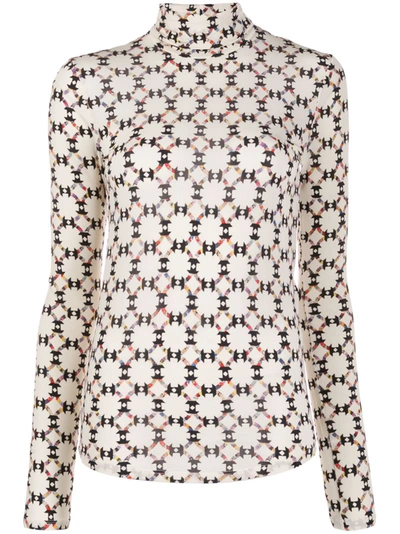 Isabel Marant Joyela Printed Stretch-jersey Turtleneck Top In Neutrals