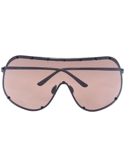 Rick Owens Oversized Rivet Detail Sunglasses In 黑色