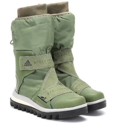 Adidas By Stella Mccartney Technical Logo-jacquard Boots In Green