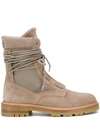 Amiri Suede And Canvas Combat Boots In Tan
