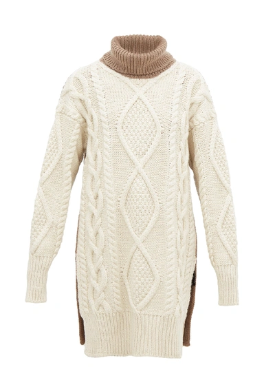 Joseph Oversized Roll-neck Cable-knit Wool-blend Sweater In Cream