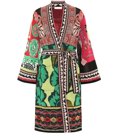 Etro Floral Tie-waist Jacquard Robe Cardigan In Multicolor