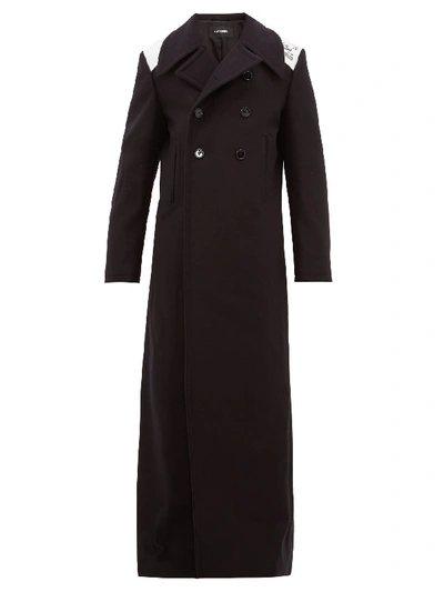 Raf Simons Extra Longline Double-breasted Wool Coat In Black