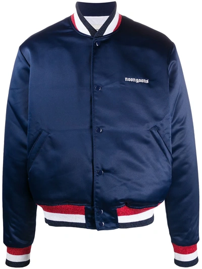 Noon Goons Dugout Embroidered-satin Bomber Jacket In Blue