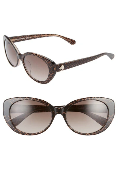 Kate Spade Everett 56mm Special Fit Gradient Cat Eye Sunglasses In Brown/ Brown Gradient