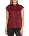 Vince Camuto Drifting Petals Short Sleeve Blouse In Tulip Red