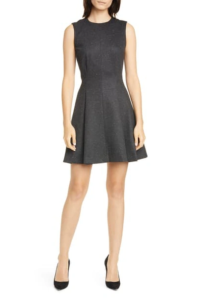Theory Mela Seamed Sleeveless Fit & Flare Dress In Charcoal