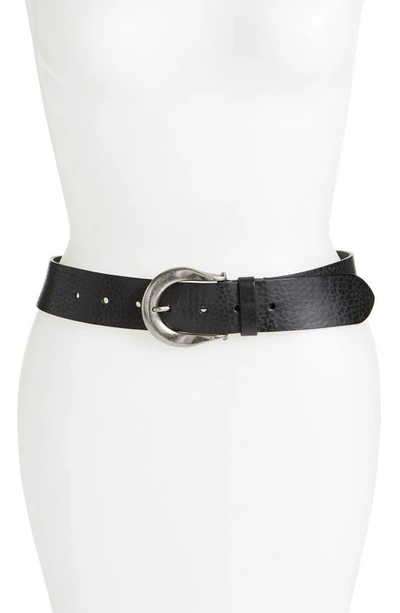 AllSaints Women's Laila Patent Leather Wide Waist Belt, Black/Warm Brass, Size: L