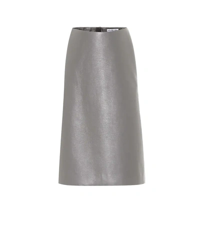 Balenciaga A-line Faux-leather Midi Skirt In Gray