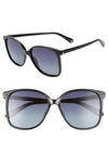 Polaroid 57mm Polarized Sunglasses In Black/ Grey Polarized