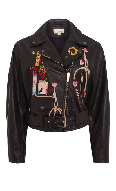 Temperley London Kyoto Leather Jacket, Black, Uk12