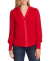 Vince Camuto Smock Detail Blouson Sleeve Top In Tulip Red