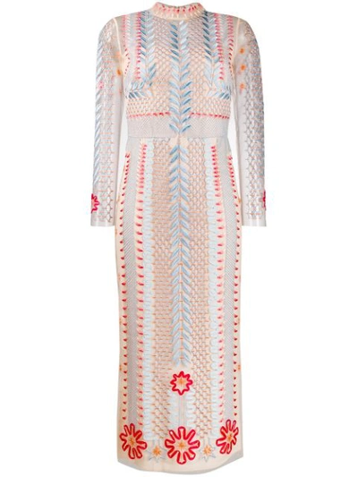 Temperley London Teahouse Sleeved Dress In Neutrals