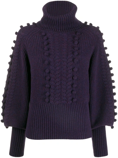 Temperley London Chrissie Bobble Knit Sweater In Purple