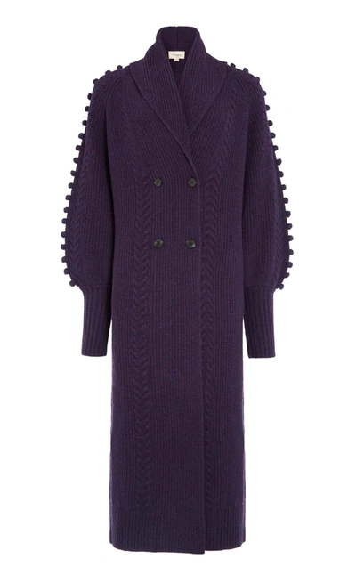 Temperley London Chrissie Knit Coat, Aubergine, Sm