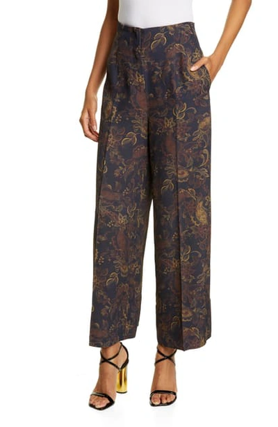 Amur Lewis Paisley Wide Leg Pants In Charcoal