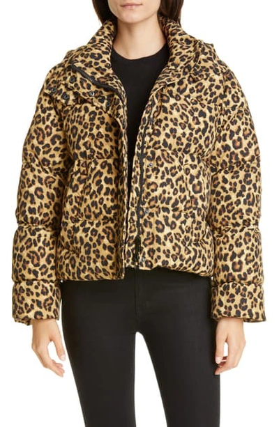Veronica Beard Casper Leopard Print Down Puffer Jacket