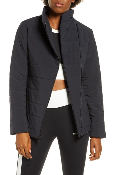 New Balance Heat Flex Asymmetrical Zip Jacket In Bk