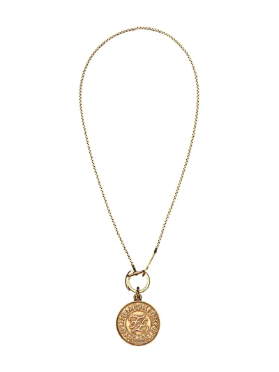 Fendi Karligraphy Necklace In Gold