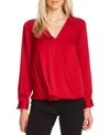 Vince Camuto Faux Wrap Satin Blouse In Tulip Red